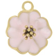 Pendentif fleur 22 mm avec résine époxy - Acier inox 304L Doré - Rose x1