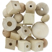 Assortiment de grosses perles en bois naturel x100g|raw }}