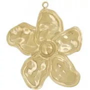 Pendentif fleur 33x28 mm cabochon imitation nacre Acier inoxydable 304L Doré x1