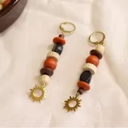 Assortiment de perles en bois naturel/Marron x50g