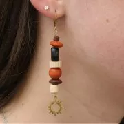 Assortiment de perles en bois naturel/Marron x50g