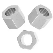 Perles écrou - 7x6mm - Acier inoxydable 304L x5