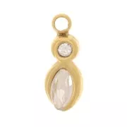 Breloque navette 9x4mm oxyde de zirconium - Acier inoxydable 304L Doré x1