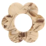 Pendentif fleur 18 mm en acétate - Marbré Caramel - Marron foncé x1