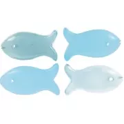 Pendentif poisson 21x11 mm en pierre gemme - Calcédoine bleue x1