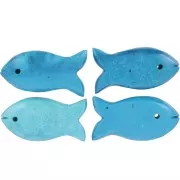 Pendentif poisson 21x11 mm en imitation pierre gemme - Turquoise x1