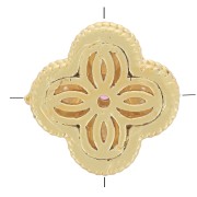 Perle trèfle 8 mm cabochons nacre et Oxyde de zirconium - Doré à l'or fin x1