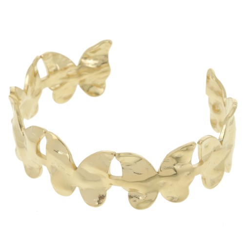 Bracelet jonc papillon réglable 17x160 mm Acier inoxydable 304L Doré x1