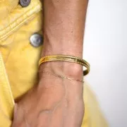 Bracelet jonc ovale texturé - réglable 8x150 mm - Acier inoxydable 304L x1