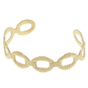 Bracelet jonc anneaux ovales -réglable 14.5x150 mm Acier inoxydable 304L Doré x1|raw }}
