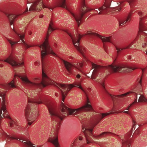 Perles en verre tchèque 2 trous Zoliduo® Left 5x8mm Opaque Red Terracotta Red x20