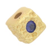 Perle carrée martelée 4.5 mm avec oxyde de Zirconium - Doré à l'or fin - Bleu x1|raw }}