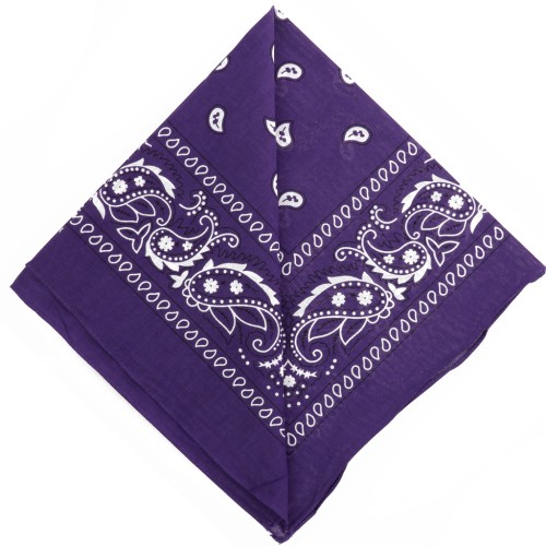 Bandana 100% coton - motif Cachemire - Violet foncé x1