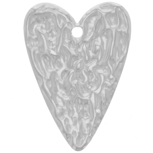 Pendentif coeur martelé 34x24 mm - Acier inoxydable 304L x1