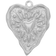 Pendentif coeur irrégulier 36x29 mm - Acier inoxydable 304L x1