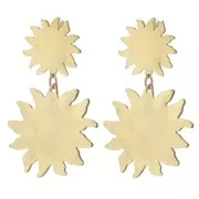 Clous d'oreilles soleil martelé 16 mm - Acier inoxydable 304L Doré x2