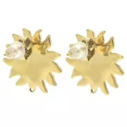 Clous d'oreilles soleil martelé 16 mm - Acier inoxydable 304L Doré x2