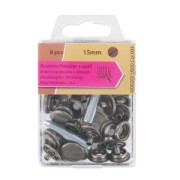 Boutons pressions et outil de pose 15 mm gunmetal x8|raw }}