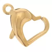 Fermoir coeur mousqueton 14x9.5 mm - Acier inoxydable 304L Doré x1
