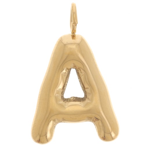 Pendentif lettre alphabet ballon 23x14 mm - A - Acier inoxydable 304L Doré x1