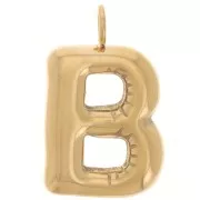 Pendentif lettre alphabet ballon 23x14 mm - B - Acier inoxydable 304L Doré x1