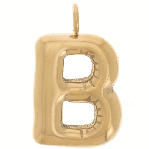 Pendentif lettre alphabet ballon 23x14 mm - B - Acier inoxydable 304L Doré x1