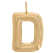 Pendentif lettre alphabet ballon 23x14 mm - D - Acier inoxydable 304L Doré x1