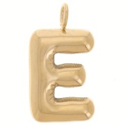 Pendentif lettre alphabet ballon 23x13 mm - E - Acier inoxydable 304L Doré x1