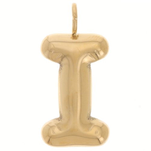 Pendentif lettre alphabet ballon 23x11 mm - I - Acier inoxydable 304L Doré x1