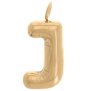 Pendentif lettre alphabet ballon 23x11 mm - J - Acier inoxydable 304L Doré x1