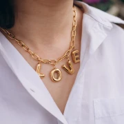 Pendentif lettre alphabet ballon 22x15 mm - N - Acier inoxydable 304L Doré x1