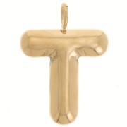 Pendentif lettre alphabet ballon 23x16 mm - T - Acier inoxydable 304L Doré x1