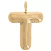 Pendentif lettre alphabet ballon 23x16 mm - T - Acier inoxydable 304L Doré x1