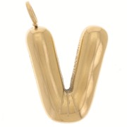Pendentif lettre alphabet ballon 23x15 mm - V - Acier inoxydable 304L Doré x1|raw }}