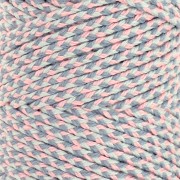Cordon en coton tressé 2.5 mm - fabrication Française - Rose clair - Gris x1m|raw }}