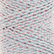 Cordon en coton tressé 2.5 mm - fabrication Française - Multi Bleu - Doré rose x1m|raw }}