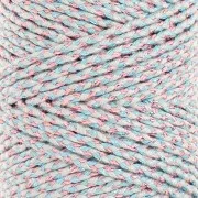 Cordon en coton tressé 2.5 mm - fabrication Française - Multi Bleu - Doré rose x1m