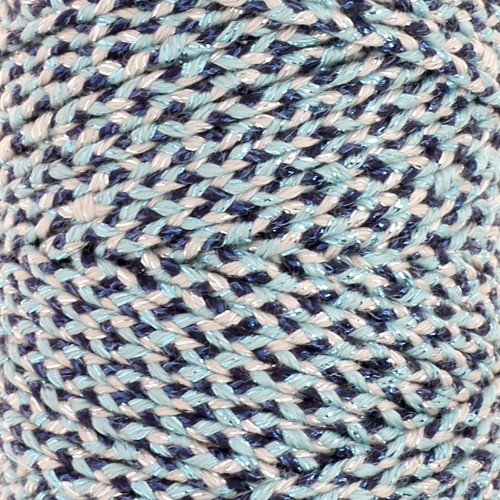 Cordon en coton tressé 3 mm - fabrication Française - Bleu foncé - Bleu clair x1m