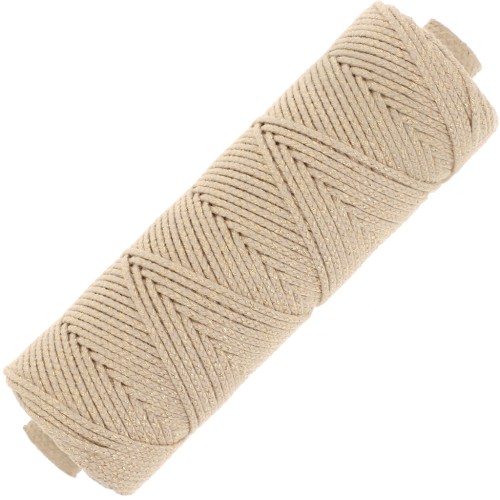 Bobine cordon en coton tressé 2.5 mm - fabrication Française - Beige - Doré x100m