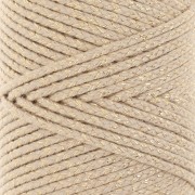 Bobine cordon en coton tressé 2.5 mm - fabrication Française - Beige - Doré x100m