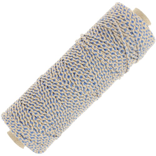 Bobine cordon en coton tressé 2.5mm fabrication Française -Beige, Bleu, Doré x100m