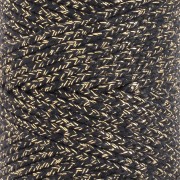 Bobine cordon en coton tressé 3 mm - fabrication Française - Noir - Doré x100m