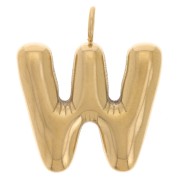 Pendentif lettre alphabet ballon 23x20 mm - W - Acier inoxydable 304L Doré x1