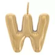 Pendentif lettre alphabet ballon 23x20 mm - W - Acier inoxydable 304L Doré x1
