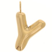 Pendentif lettre alphabet ballon 22x15 mm - Y - Acier inoxydable 304L Doré x1