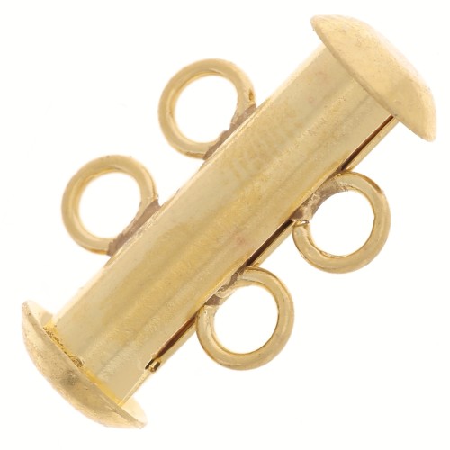 Fermoir 2 rangs coulissant avec anneaux perpendiculaires 16.5 mm Doré x1