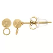 Clous d'oreilles boule 4 mm - anneau perpendiculaire - Acier inox 304L Doré x20