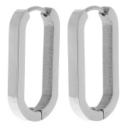 Créoles ovales aplaties 25x14 mm - Acier inoxydable 304L x2|raw }}