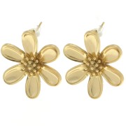 Clous d'oreilles marguerite 25x22 mm - Acier inoxydable 304L Doré x2