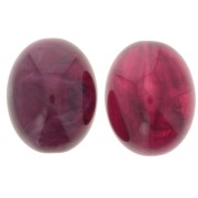 Perle olive 24x19 mm en résine translucide - Grenat marbré x1